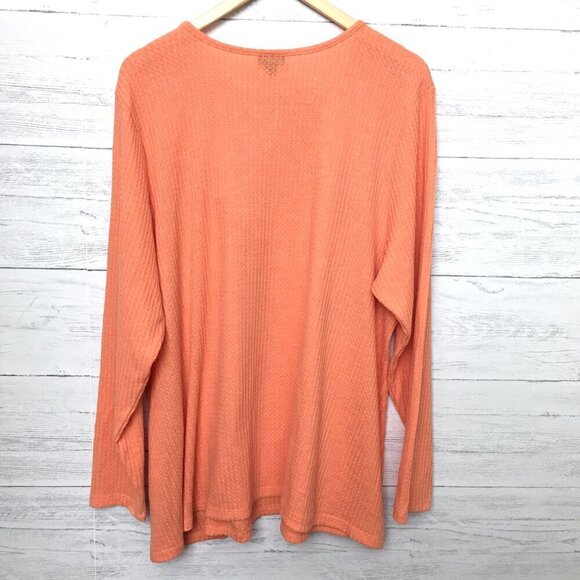 Torrid Women's Orange Tunic Top Crochet Neckline Waffle Knit Long Sleeves 3X - Picture 3 of 8